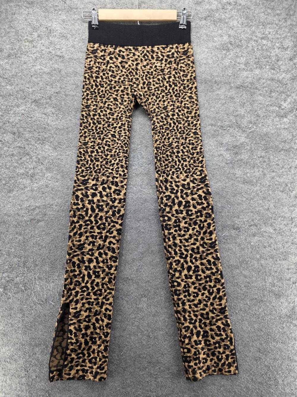 Fabletics Leggings Womens S Brown Ankle Leopard Slit Elastic Waist 25 Waist